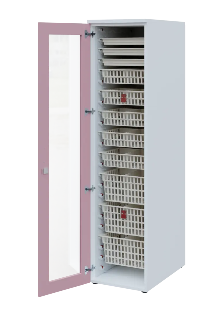 EUROMEDICA S - 46 ABS skříň léková boxová, 1-dveřová/prosklená, levá, 1950x460x735, korpus bílý, dví